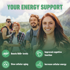 Close-up of the NR, Resveratrol & Quercetin blend on the product label