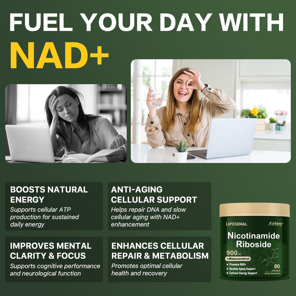 Graphic illustrating liposomal delivery and NAD+ support