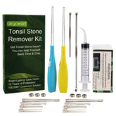 Blue and yellow Airgoesin tonsil stone remover with travel case