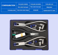 Blue storage box opened showing repair tools