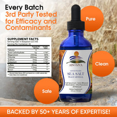 Dropper bottle showing how to dispense AISOMVA Sea Salt Drops