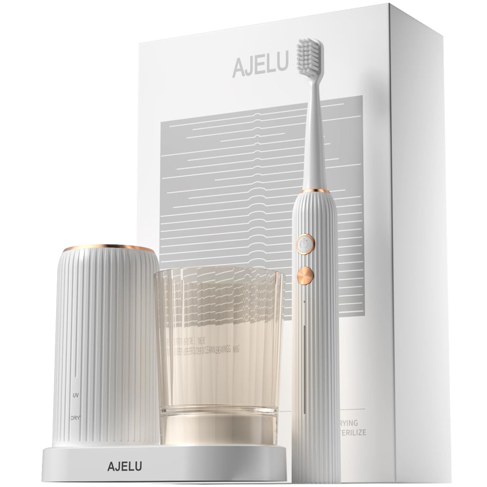 AJELU electric toothbrush with drying and sanitizing holder