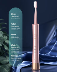 AJELU pink side view of sonic toothbrush