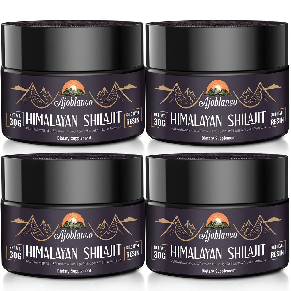 Ajoblanco Shilajit Resin 600mg bottle and packaging