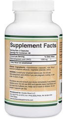 Nutrition facts panel for AKG supplement 1000mg