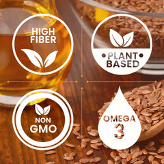 Nutritional information on AKI Flaxseed Oil Powder label