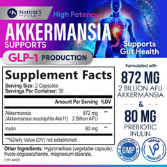 Close-up of GLP-1 probiotic capsules featuring Akkermansia muciniphila