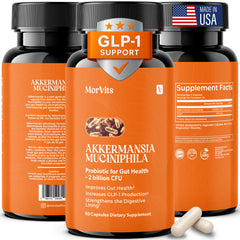 Akkermansia Probiotic bottle showing 60 capsules