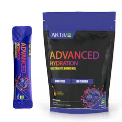 Aktive Supplements blueberry electrolyte packets front view for fast hydration during workouts