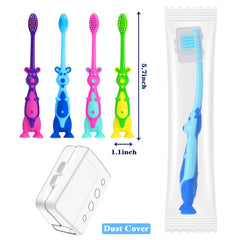 Green kangaroo-designed kids toothbrush with soft bristles and suction cup