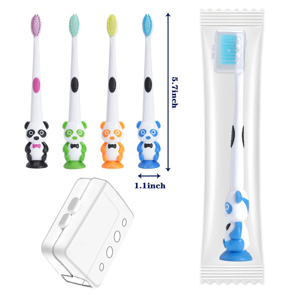Green panda-design kids toothbrush by Akulgaci with soft bristles