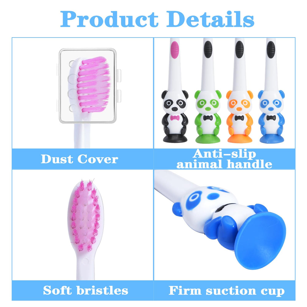 Purple panda-design kids toothbrush by Akulgaci with soft bristles