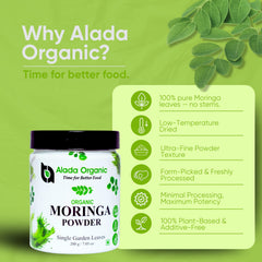 ALADA Organic Moringa Powder jar label 7.05 oz