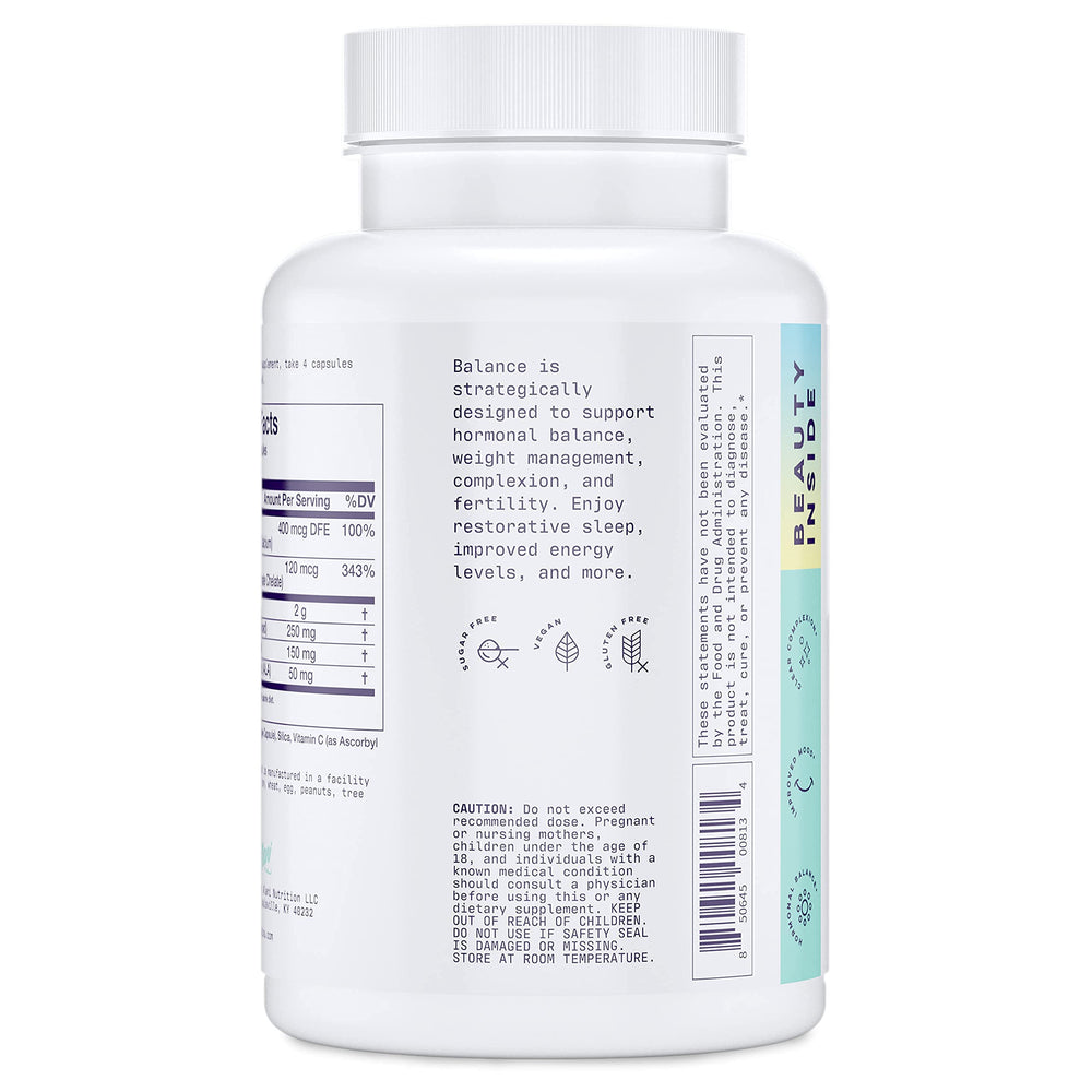 Front label of Alani Nu Hormonal Balance packaging