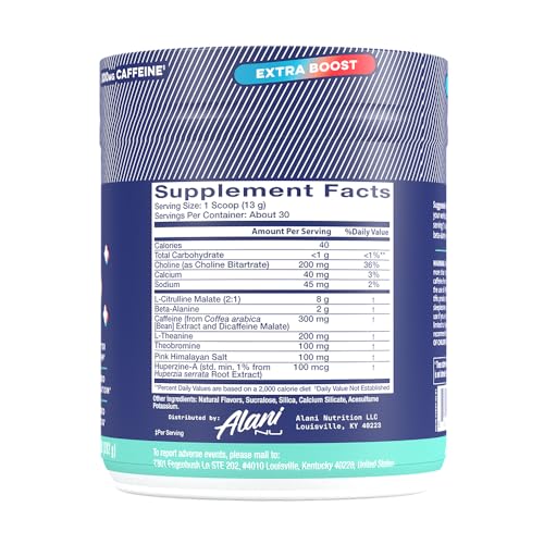 Scoop of Alani Nu Pre Workout+ Rocket POP powder