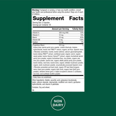Albaplex bottle side label with nutrition facts