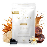 Alcami Elements Mushroom Coffee Creamer bottle featuring 10x concentrated formula
