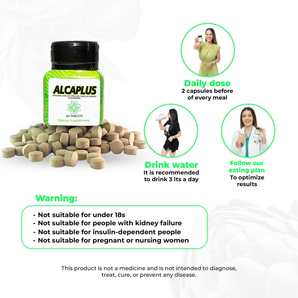 ALCAPLUS artichoke eggplant ingredients visual highlights herbal detox and digestive support.