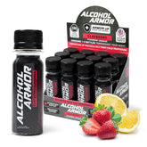 Alcohol Armor Recovery Shot bottle ready for a night out, highlighting dye-free hydration.