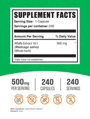 Gluten-free alfalfa extract capsules label