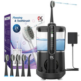 Alfelix 2-in-1 flossing electric toothbrush and water flosser in black