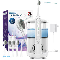 Alfelix 2-in-1 flossing electric toothbrush and water flosser in white
