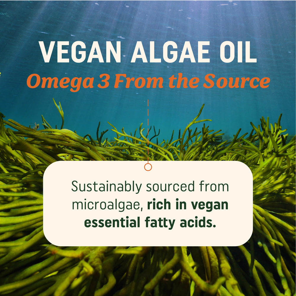 Graphic showing 550 mg Omega-3 per serving and DHA/EPA