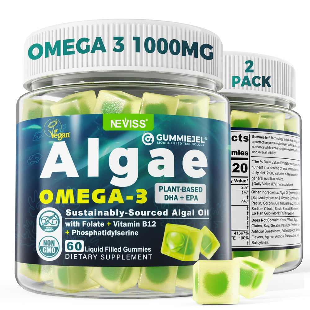 Front view of 2-pack Algae Omega-3 Gummies bottle