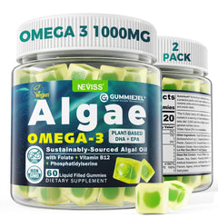 Front view of 2-pack Algae Omega-3 Gummies bottle