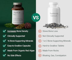 Graphic showing 16 nutrients for bone health included in ALGAECAL Plus
