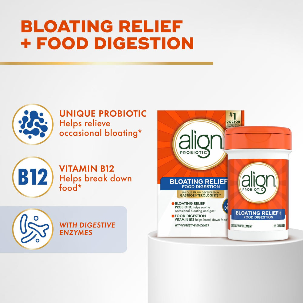 Align packaging close-up showing 28 capsules