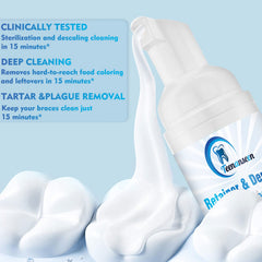 Foam being spread over a mouth guard for cleaning