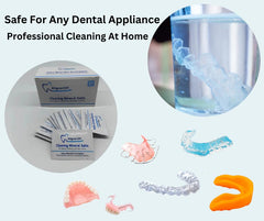 Denture or dental device being cleaned with AlignerOff