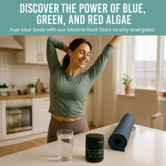 Graphic illustrating energy and endurance benefits of algae supplement