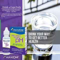 AlkaZone drops dropping into a glass of water