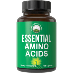 Bottle of All 9 Essential Amino Acids capsules - front view