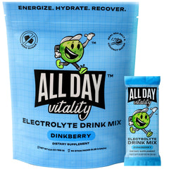 ALL DAY Vitality Dinkberry sticks packaging ready for on-the-go hydration.