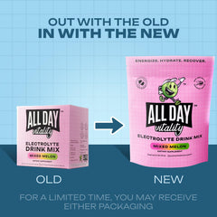 ALL DAY Vitality electrolyte packets sealed tubes ready for travel and practice hydration