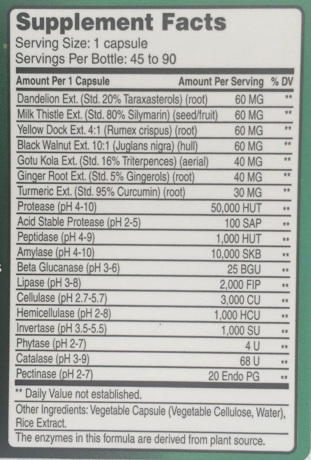 Close-up of Daily Detox vegetarian capsules