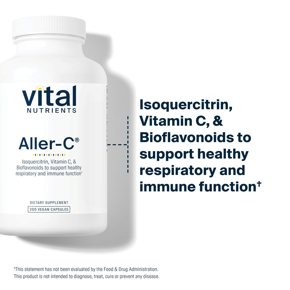 Vital Nutrients Aller-C packaging emphasizing 200 capsules