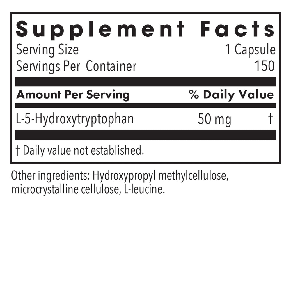 Close-up of 5-HTP 50mg capsules
