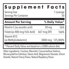 Product packaging label for B12 methylcobalamin lozenges