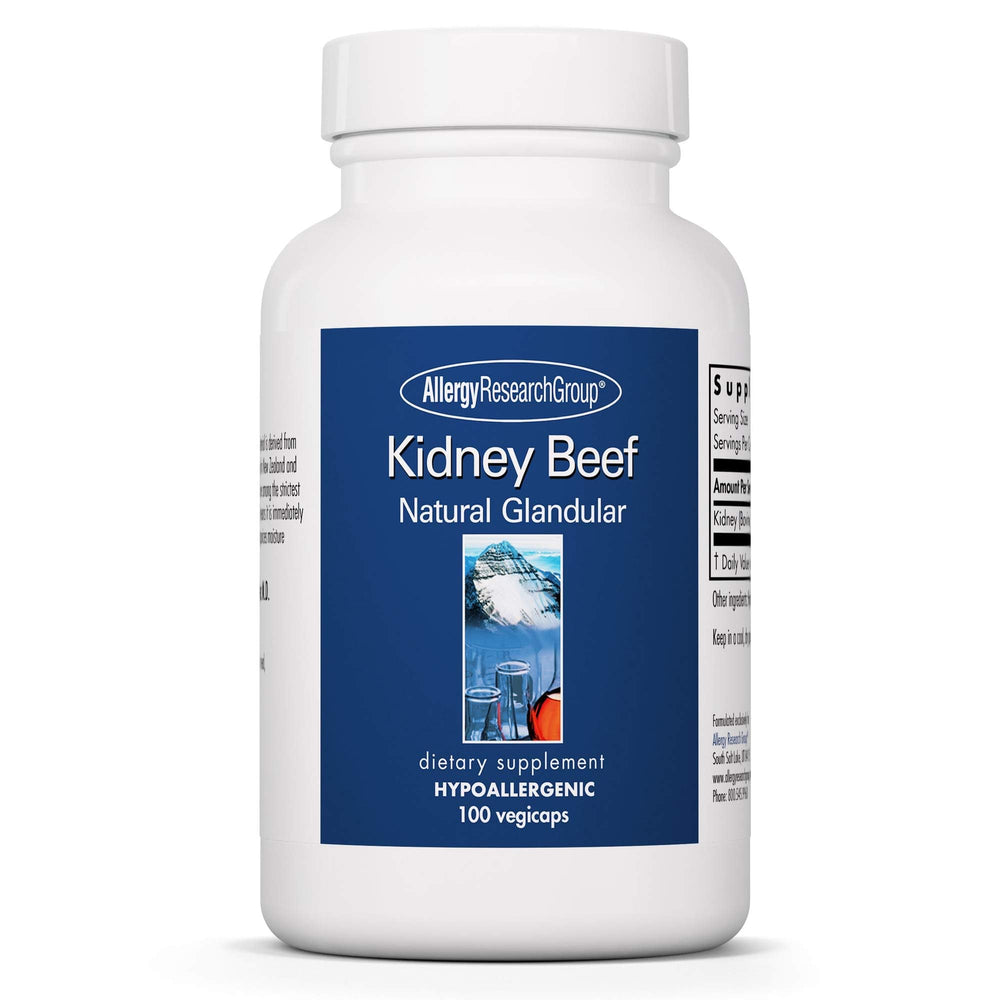 Bottle label of Allergy Research Group Kidney Beef Supplement