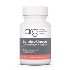 Bottle of Allergy Research Group Lumbrokinase with label