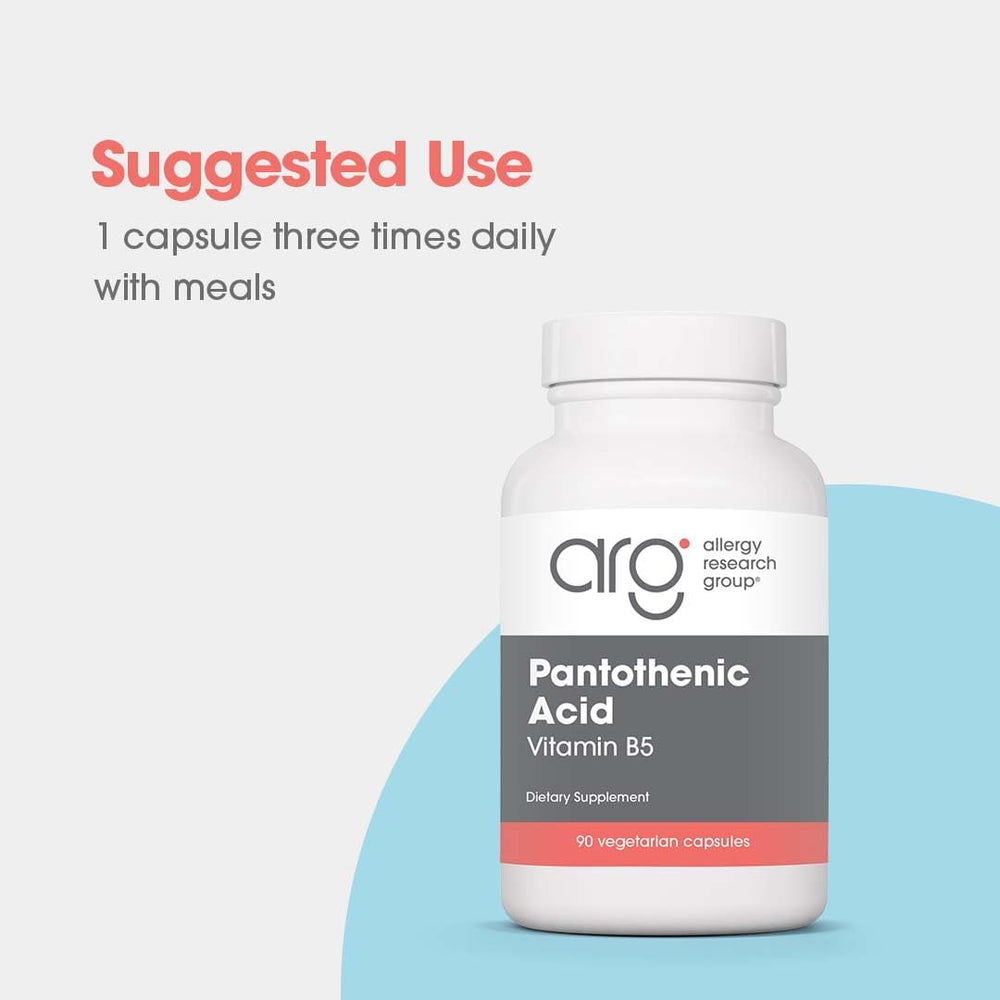 Supplement facts panel for Pantothenic Acid 500mg