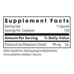 Potassium Citrate bottle label showing 120 capsules