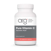 Bottle of Allergy Research Group Pure Vitamin C supplement with 1000 mg unbuffered ascorbic acid, 100 count