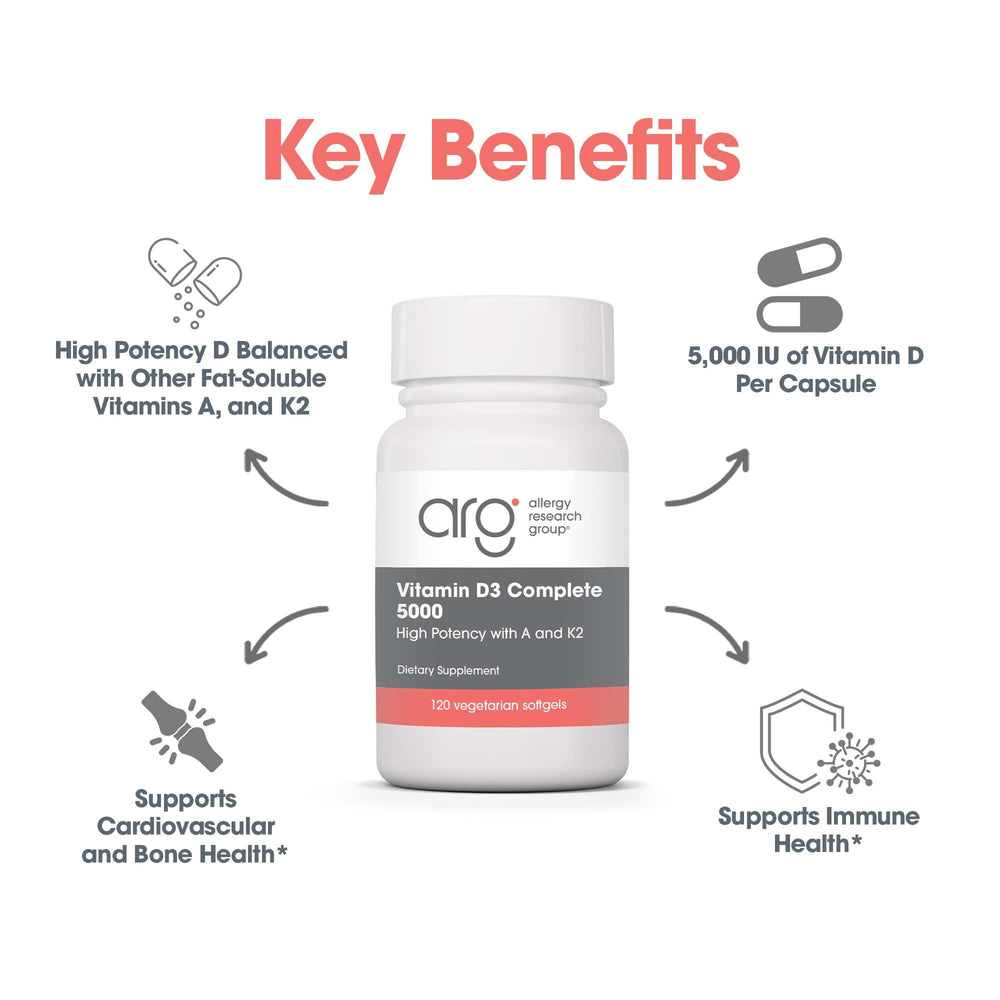 High-potency Vitamin D3 Complete with D3, A, and K2 in MK-7 form