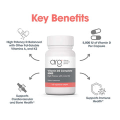 High-potency Vitamin D3 Complete with D3, A, and K2 in MK-7 form