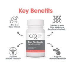 Supplement bottle with seal and zinc picolinate label